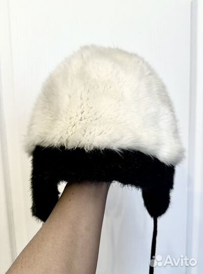 Шапка меховая зимняя панда 3-8 лет