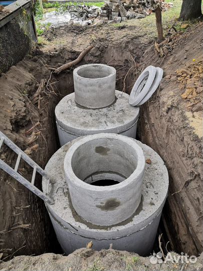 Септик переливной-дренажный жб колец