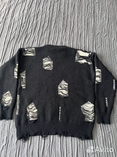 Свитер с дырками оверсайз черный (новый)