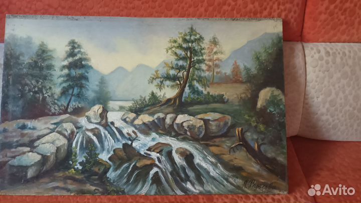 Старинная картина маслом 34 год. Подпись