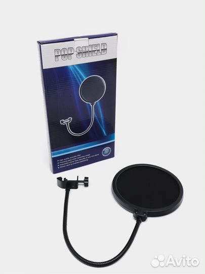 Поп-фильтр для микрофона Двухслойный 135 мм на шее