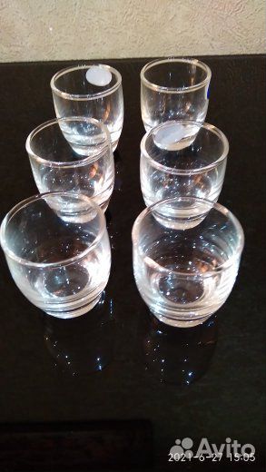 Стопки 35 мл бочонок, набор 6 штук, стекло