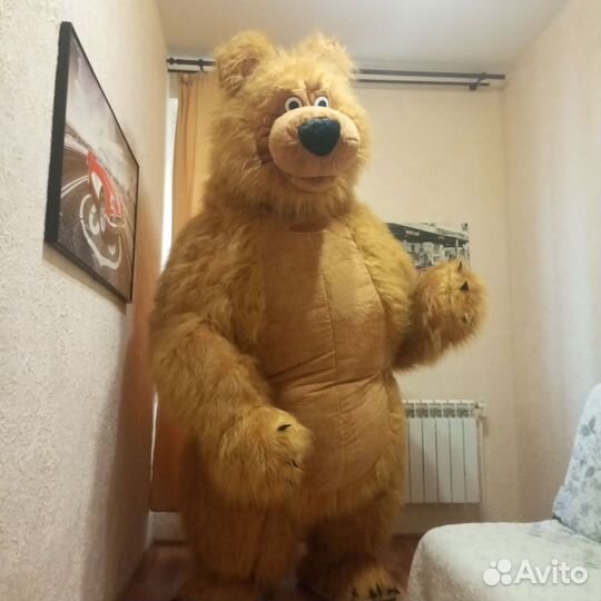 Надувной костюм бурого медведя, косюм аниматора