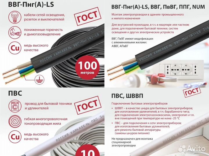 Ввг кабель 5x2,5 5x4 5x1,5 любые оптом / Электрика