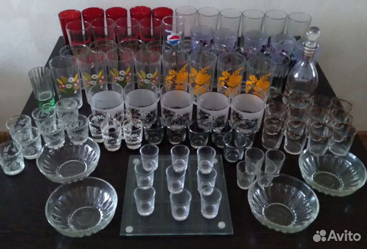 Стаканы, чайный сервиз, стопки, пиалы