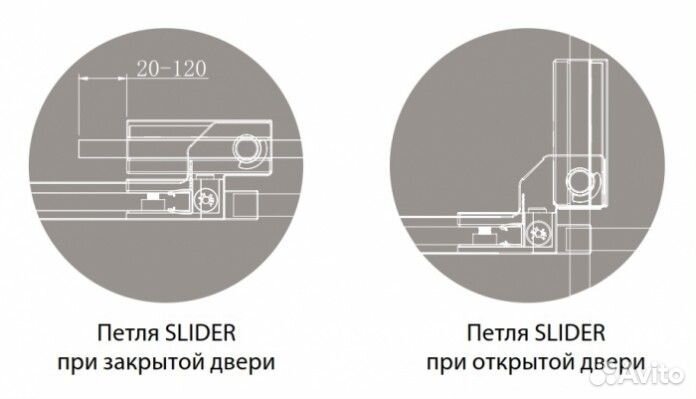 Душевая дверь Cezares slider-B-1-80/90-grigio-nero