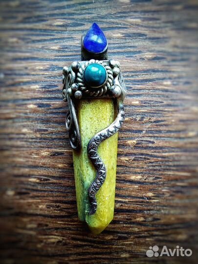 Кулон из камня Мачу Пикчу и серебра Перу