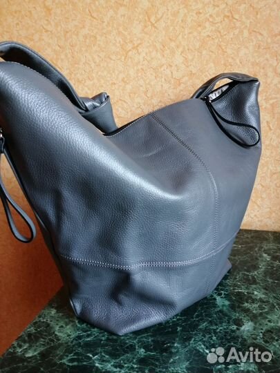 Сумка натуральная кожа, цвет серый