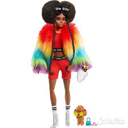 Кукла Barbie Экстра в радужном пальто