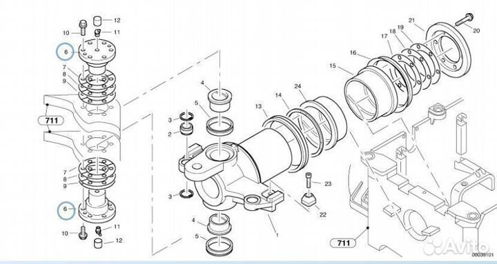 Шкворень сочленения рамы Погрузчик Volvo L45B