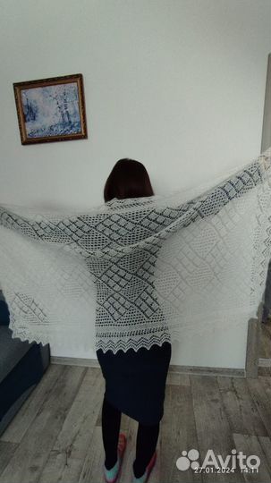 Пуховый платок паутинка