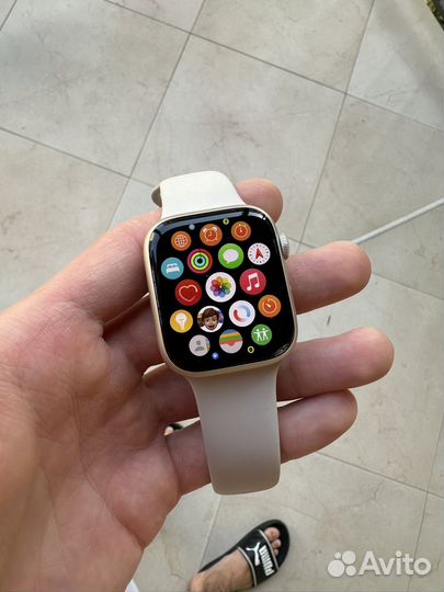 Часы apple watch 9 45 mm starlight на гарантии