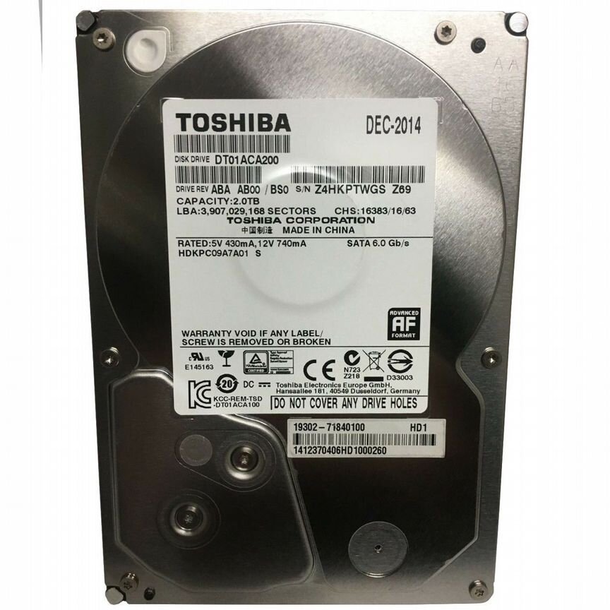 [DT01ACA200] Жесткий Диск Toshiba 2tb 6g Sata3 3.5 Dt01aca200