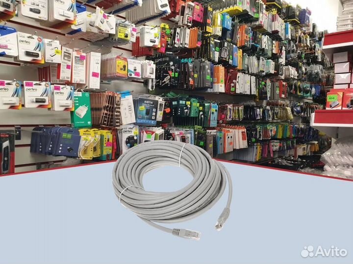 Кабель для интернета кат. 5е RJ-45 вилка-RJ-45 1м