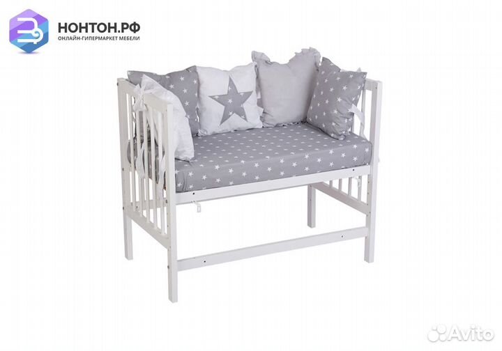 Кроватка детская приставная Фея 100 белый