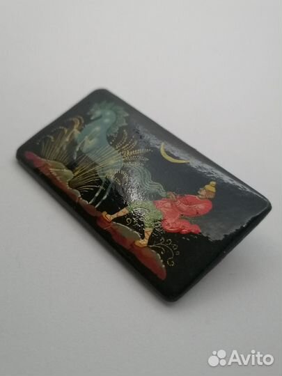 Брошь винтаж СССР лаковая миниатюра, торг