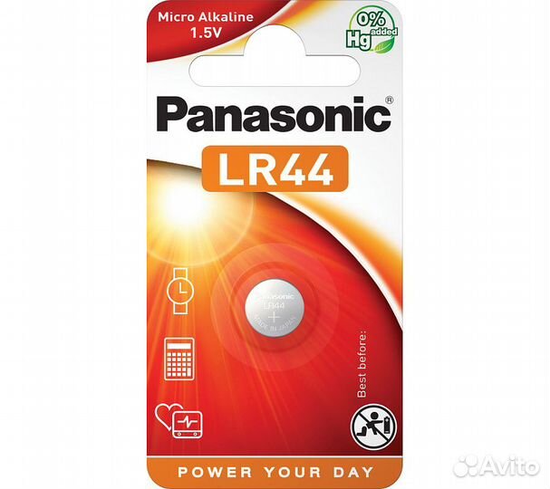 Батарейки Panasonic LR44EL/1BP дисковые щелочные M