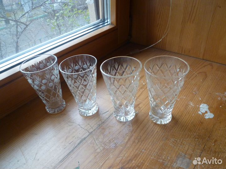 Хрустальные рюмки,Пепельница хрустальная СССР d18