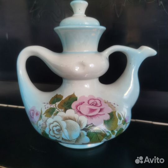 Керамический чайник, голубая керамика