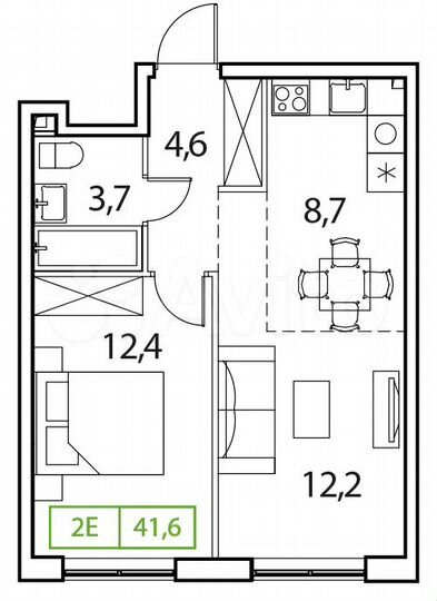 1-к. квартира, 41,6 м², 17/17 эт.
