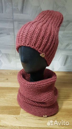 Шапка бини, снуд, ручная работа