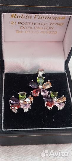 Комплект серьги и подвеска 9*2*5 цирконами