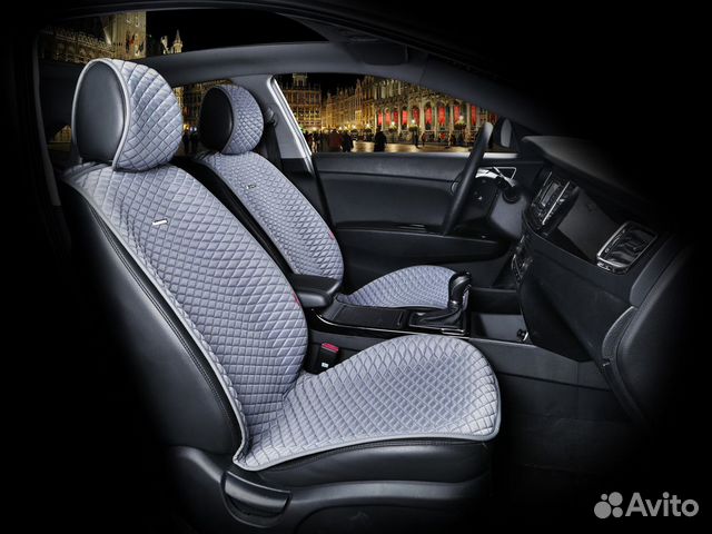 Накидки на передние сидения из велюра темно-серые