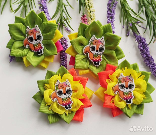 Резинка для волос.Бантики Белочки. Заколка