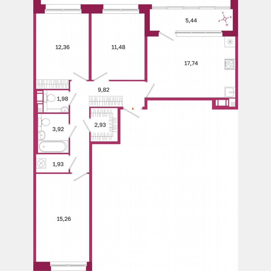 3-к. квартира, 80,1 м², 8/10 эт.