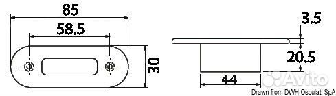 Встраиваемый LED светильник дежурного освещения 12В 0.2Вт 14Лм синий свет фронтальный пучок, Osculat