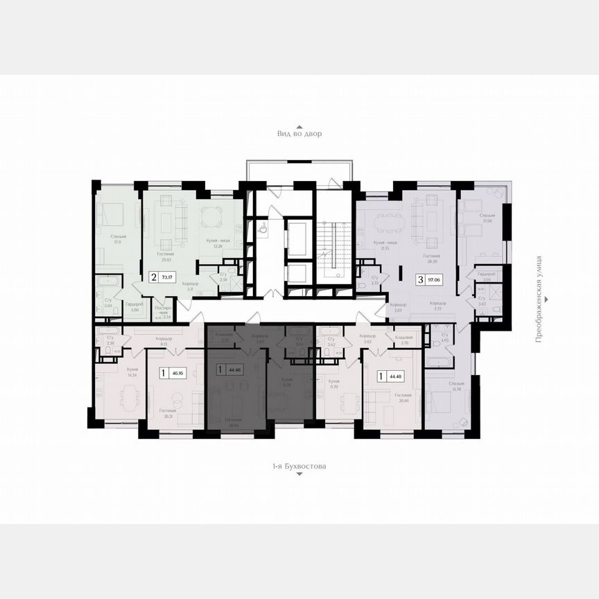1-к. квартира, 44,5 м², 15/17 эт.