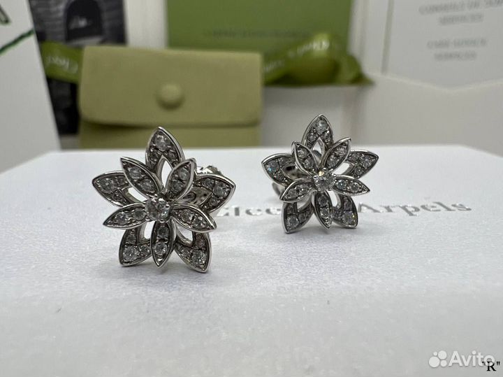 Серьги van cleef (lotus) пусеты