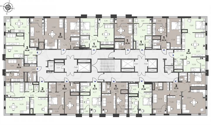 3-к. квартира, 77,2 м², 23/26 эт.