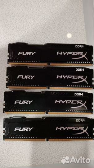 Оперативная память Kingston HyperX Fury ddr4 4x4Гб