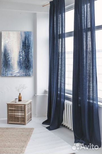 Картина текстурная зимний лес пейзаж абстракция