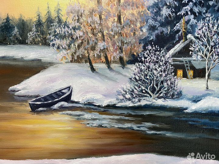 Зимний пейзаж картина маслом