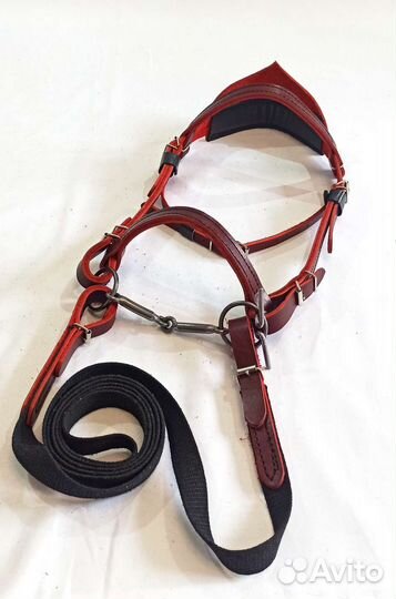 Уздечка для пони +повод +железо, новая, кожа
