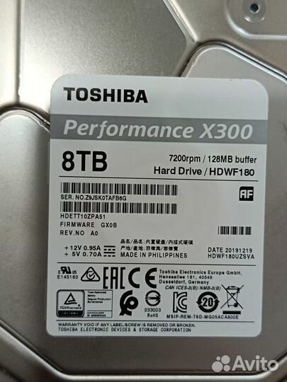 Toshiba X300 Performance 8Tb hdwf180