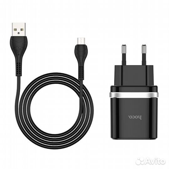 Быстрая Зарядка “Hoco C12Q” + micro USB, 18 Ватт