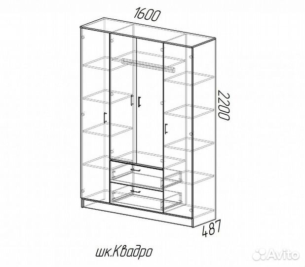 Шкаф распашной Квадро
