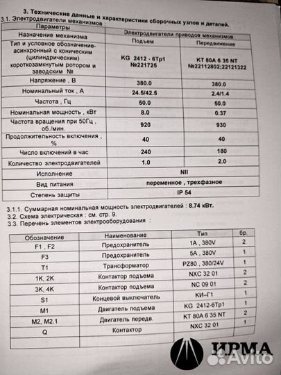 Тельфер канатный монорельсовый г/п 10 тонн,в/п12м