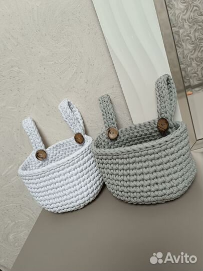 Вязаные корзиночки