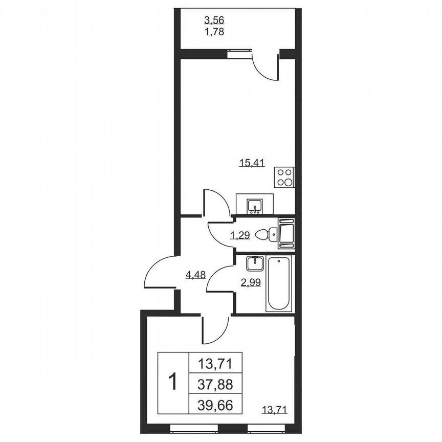 1-к. квартира, 39,7 м², 11/19 эт.