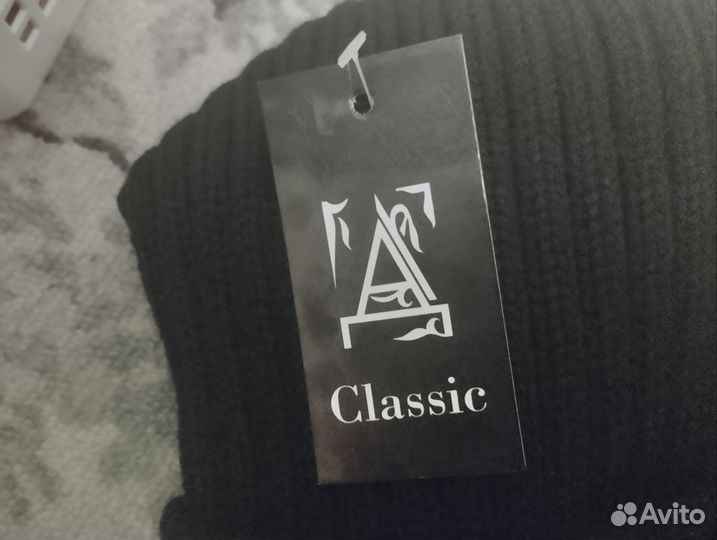 Зимние шапка и шарф, комплект, чёрные