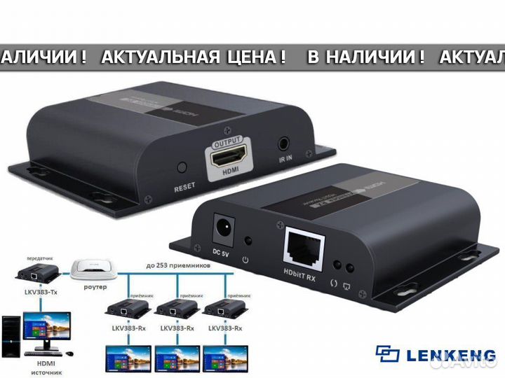 LKV383-RX - Приёмник/Удлинитель hdmi поверх IP