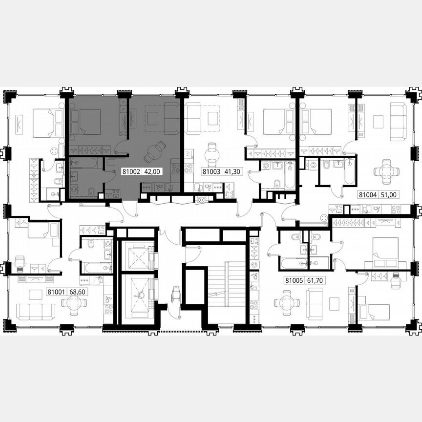 1-к. квартира, 42 м², 10/10 эт.