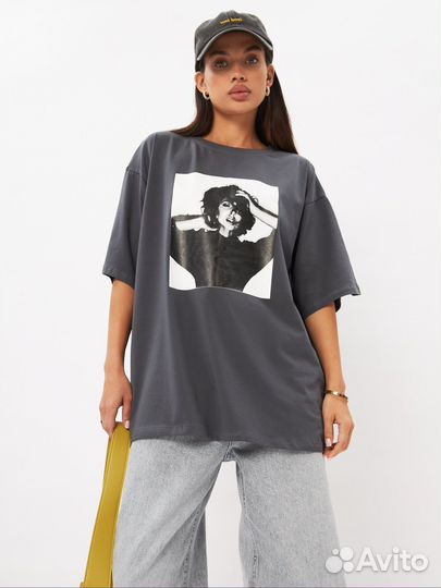 Футболка женская оверсайз графит