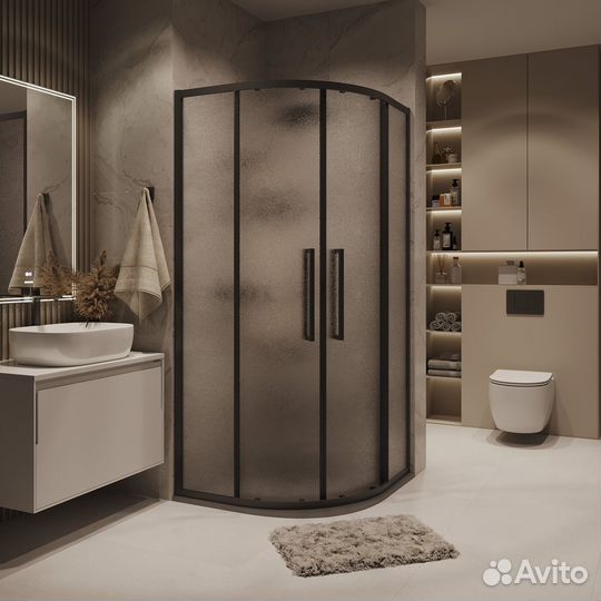 Душ.огражд. Cosmo 9090195 полукр,раздв,чер.мат,ши