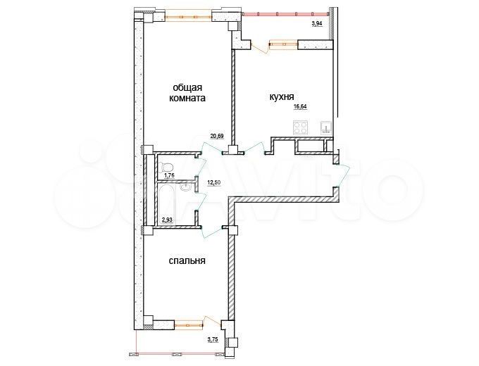 2-к. квартира, 74 м², 7/9 эт.