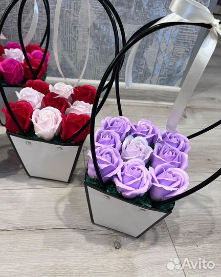 Букет роз из мыла